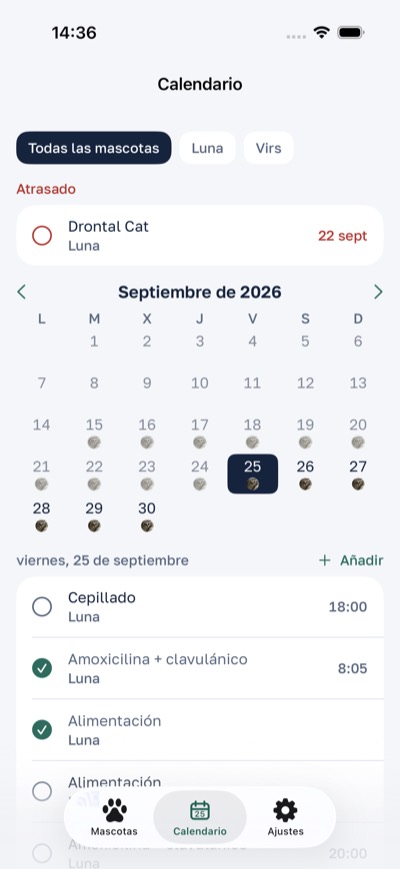 Calendario de cuidados para todas las mascotas